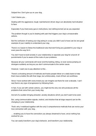Dog Training Email Part #1